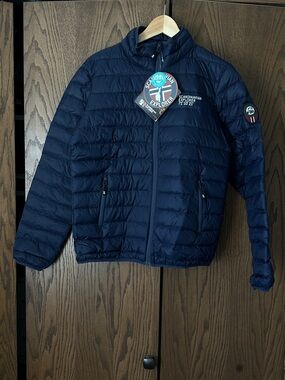Scandinavian Explorer Ultra Light Down Jacket Unisex - Small. Navy Blue